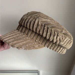 Free People Ribbed wide corduroy Baker Boy Cap in Olive Green Adjustable Cute!